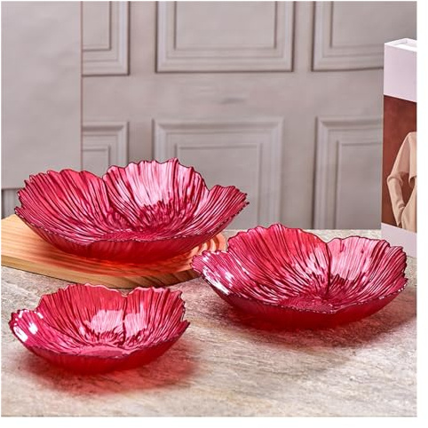 Set di piatti da frutta, a forma di fiore, in vetro cristallo, grande capacità, per decorare la casa