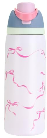 Myouhuo Insulated Water Bottle 946ml(32oz) Stainless Steel Sports Water Bottles with Straw Dual-use Lid Drink Flask Design for Gym