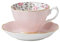 Royal Albert Modern Vintage ROSCON26135 Teacup & Saucer, 2 Piece Set Rose Confetti, Bone China, Pink