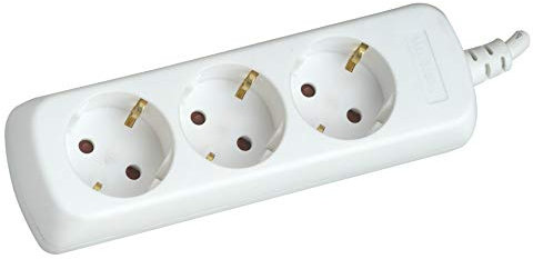 SILVER ELECTRONICS - Regleta Enchufe con 3 Tomas sin Interruptor, Blanco, 3 Enchufes, Cable de 1,5 Metros, Protección Infantil, Toma de Tierra, con protección sobretensiones