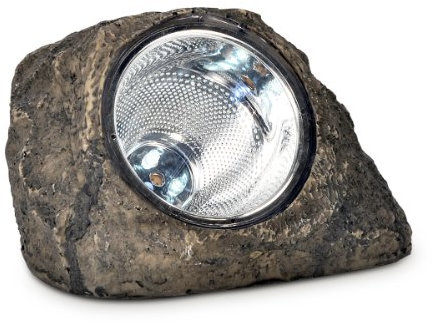 HI Solar Stein Solarstein Solarlampe Stein-Optik mit 3 LEDs aus Polyresin 70151