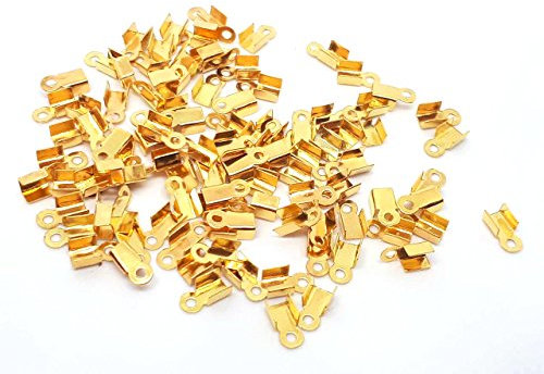 100 EMBOUTS CACHE NOEUDS A ECRASER METAL DORE 3 x 6 mm - CREATION PERLES