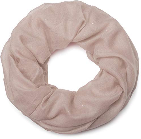 styleBREAKER Damen Loop Schal mit Glitzer-Effekt | Einfarbiger Schlauchschal aus weicher Viskose | Leicht & Elegant | 87 x 93 cm, Farbe:Altrose dunkel
