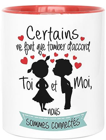 LA MENTE ES MARAVILLOSA - Taza de Cerámica con Frase en Francés 330 ml |Toi et Moi nous Sommes Connectés| Regalo para una Conexión Especial, Taza de Café, Té e Infusiones