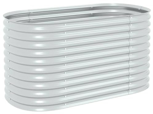 vidaXL Arriate de Acero Galvanizado 160x80x81 cm Plateado Macetero Plantador