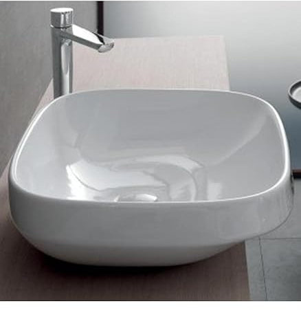 Hatria - Lavabo d'appoggio 58 cm Senza Fori Senza troppopieno Serie Abito Art.Y - 58 cm, Bianco