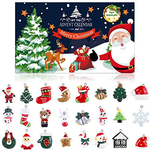 Naler 24-teilig Weihnachtsanhänger Weihnachtsdeko Christbaumschmuck Adventskalender Set für Weihnachten