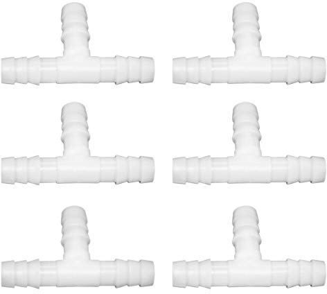 JoyTube Plastic 1/2 ID Hose Barb Fittings, Equal Barbed Tee Pipe Connectors 3 Way Joint Splicer Mender Union Adapter for Boat Aquarium, Pack of 6