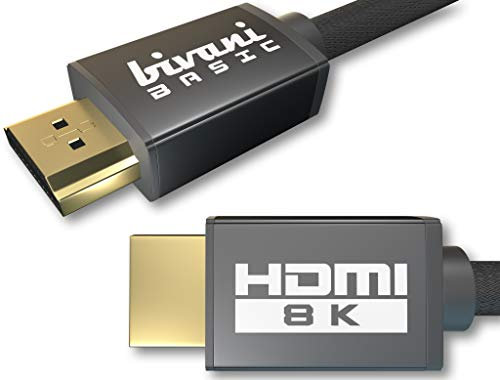bivani 8K HDMI 2.1a Kabel - 2 Meter 48 Gbps HDMI Kabel - bis 10K, 8K@60HZ, 4K@120HZ - HDR10+, eARC, VRR, HDCP, CEC, Highspeed Ethernet - Nylon-Mantel - Basic-Series - 2M