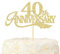 LOVENJOY 40th Anniversary Cake Topper Gold Glitter for 40 Years Wedding Anniversary Cake Decoration