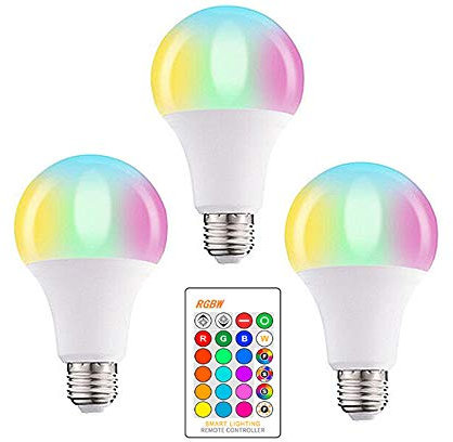 WANGPEI Ampoule de Couleur LED E27 RGB,Lampe à Vis Edison Dimmable à Changement de Couleur 5W Avec Télécommande IR,Lumières D'ambiance 16 Couleurs pour la Maison,Fête,Bar,Disco KTV,etc.3Paquets