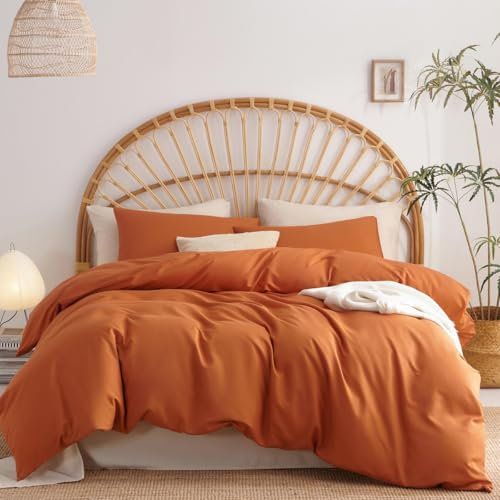 Lanqinglv Bettwäsche 220x240cm Karamell Braun Microfaser Bettwäscheset Uni Unifarben Doppelbett Bettbezug mit Reißverschluss und 2 Kissenbezüge 80x80 cm - Romantisch und Elegant
