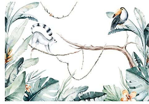 Fototapete Dschungel Kinderzimmer Papagei Tiere Pflanzen Wandtapete Vlies Tapete UV-Beständig Montagefertig (14071, V8 (368x254 cm) 4 Bahnen)