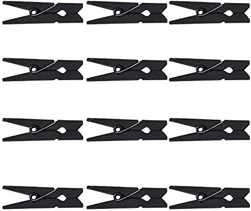 WedDecor Lot de 50 mini pinces à linge en bois noires pour travaux manuels - 3,5 cm - Petites pinces à photo, pinces à linge pour décoration murale, étiquettes cadeaux, cartes faites à la main