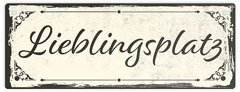 Metallschild L in 10,5x28cm mit schönem Design - Lieblingsplatz im rustikalen Stil in Braun