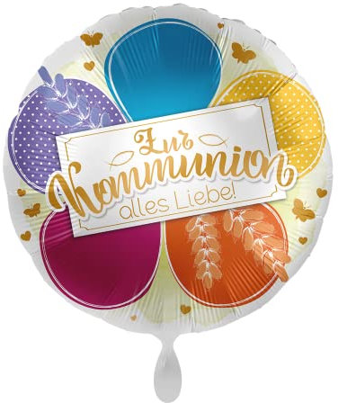 Folienballon Glückwunsch zur Kommunion, Fische Kreuz, ca. 43 cm