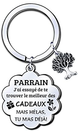 LUODAN Cadeau Parrain Porte-clés,Cadeaux Parrain Porte-clés Cadeau de fête des pères,Cadeaux Demande Annonce Naissance Baptême Communion Cadeau Surprise Noël (1)