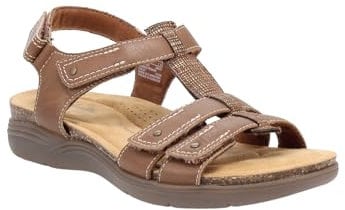 Clarks Femme April Cove Sandales de Sport, Dark Tan Lea, 35 EU