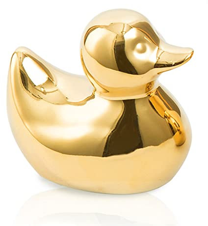 TQUPT Gold Ceramic Duck Figurines, Animal Sculptures & Statues Handmade, Mini Duck