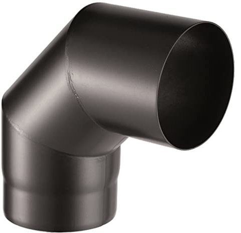 La zappa Winkelbogen für Kaminofen Schornstein schwarz 2mm Stahl (90°, Ø120mm)