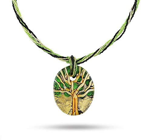 Venetiaurum - Collier avec Médaille Arbre de Vie en Verre de Murano et Argent 925 - Bijou Certifié Made In Italy