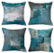 OCEUMACO Leinen Kissenbezug 50x50 Modern Abstrakt Muster Kissenhülle 4er Set Quadratisch Sofakissen Dekokissen Bezug für Couch Sofa Kissen Kissenbezüge Outdoor Deko Zierkissen Couchkissen - Blau