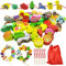 NINGESHOP Montessori Holzspielzeug FäDelspiel, 42 Stück Holzspielzeug Motorikspielzeug Tier Gemüse Obste Fädelperlen, Lernspielzeug Geschenk für 3 4 5 Jahr MäDchen Jungen Kinder