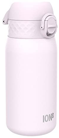 Ion8 Gourde Enfant, Inox Léger, 400ml, Non Isolé, Anti-Fuite, Facile à Ouvrir, Verrouillage Sécurisé, Lavable au Lave-Vaisselle, Poignée de Transport, Acier Inoxydable, Lilas