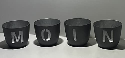 Windlicht Set 4-er Moin Eisen 10cm Anthrazit-Silber
