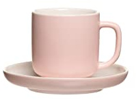 Ritzenhoff & Breker Jasper Espressotassen mit Untertassen, Rosé, 240 ml, Espressogeschirr mit Soft-Touch-Haptik & Mattglasur, Spülmaschinengeeignet
