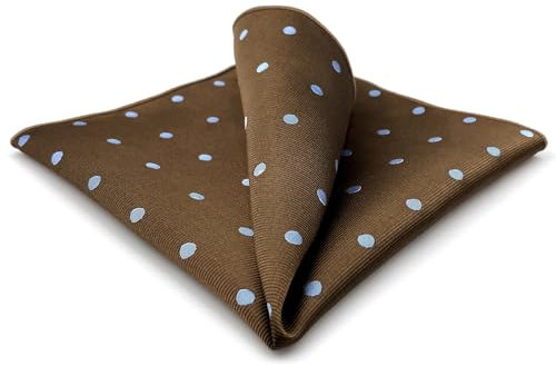 S&W SHLAX&WING Fazzoletto da Taschino Uomo Marrone con Pallini Blu Elegante Ideale per Regalo