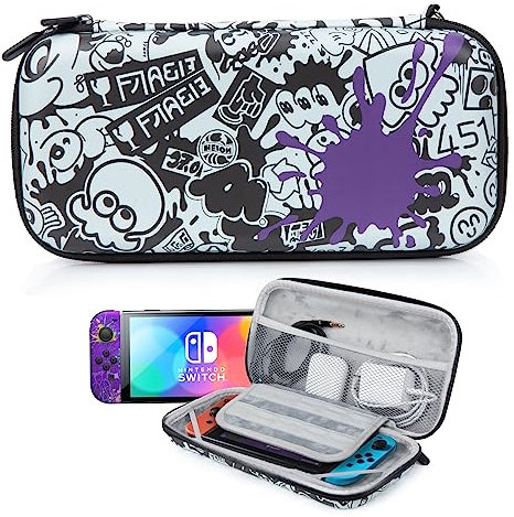 YOUSHARES Tasche für Switch OLED - Tragetasche mit 10 Spielkartensteckplätzen - Kompatibel mit Nintendo Switch & Switch OLED Konsole & Zubehör, lila