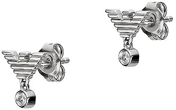 Emporio Armani Damen Ohrringe aus Edelstahl oder Halbedelsteinen mit Push-Back-Verschluss, Silber