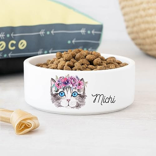 Wanapix | Gamelle Personnalisé avec Photo et Texte | Gamelle pour Chien et Chat avec Nom| Nourriture et Eau | Céramique | 17,5x7,5 cm | 100% Personnalisable