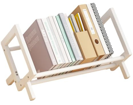 NUODWELL Bibliothèque en bambou pour enfants, étagère de bureau pour enfants, étagère de rangement, petit organisateur de livres simple pour chambre d'enfant (blanc, 40 cm de long)