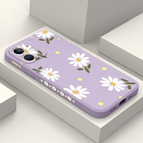 LEECG für iphone 12 Mini Hülle Blumenmuster Design Anti Kratzer Weiches Silikon Handyhülle iphone 12 Mini 5,4 Zoll-Gänseblümchen Violett