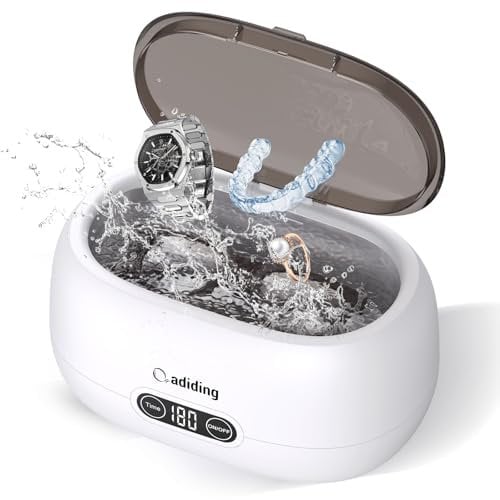 Adiding Ultraschallreinigungsgerät, 650mL Schmuck Reinigung mit Timerfunktion, 45000Hz Schmuckreiniger Ultraschall für Brille Uhren Zahnersatz Münzen Uhren Pinsel