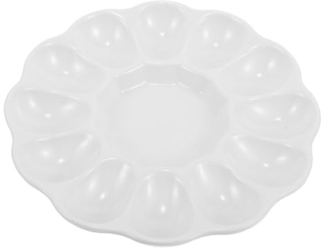 Alipis Vassoio per Uova alla Diavola in Ceramica: Piatto per Uova da 12 Tazze Piatti per Uova alla Diavola di Pasqua Contenitore Portauova Piatto per Uova in Porcellana Tazza da Tavolo