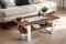 SAM Couchtisch 115x65 cm Patrick, Sofatisch mit Ablage und Glasplatte, Akazienholz massiv + nussbaumfarben, Beistelltisch mit silbernem U-Metallgestell, echte Baumkante