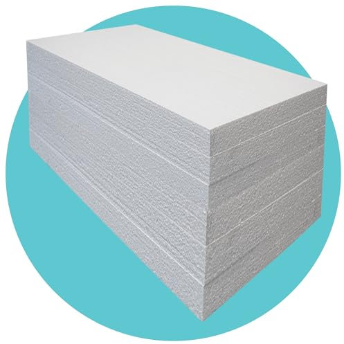 Triplast Expanded Polystyrene Foam Sheets EPS 70 (6 Sheets, 1200 x 600 x 50mm Each) - Wall & Floor Insulation Board (BBA Certified) - Box Lining & Packaging Foam Board - Arts & Craft Foam Blocks