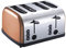 SQ Professional Gems Legacy Toaster 4 Slice with High-Lift and Wide Slots -High Lift Function - Reheat, Defrost, Cancel, Removable Crumb Tray -900W -Stainless Steel (4 Slots Toaster - Axinite)