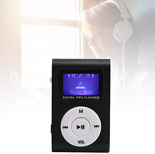 Portable Mini MP3 Music Player, Sports BackClip LCD Mini Screen Media Player, Memory Card Slot Support Up to 32GB, Long Battery Life, Aluminum Alloy Material, for Running Sports