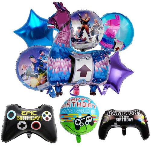 9pcs Video Game Party Supplies for Birthday Party,Giant Video Game Foil Balloons,Happy Birthday Balloons for Kids Boys Game Gaming Theme Birthday Party Decorations