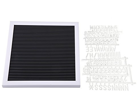 Beufee Buchstabentafel, 25 cm x 25 cm, Nachrichtentafel, austauschbare Buchstaben, Zahlen, Kunststoff-Buchstabenschild, Heim- und Raumdekoration (weißer Rahmen)