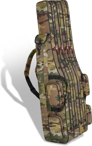 normani XXL Angelrutentasche Rutentasche mit 4 Rutenfächern für 8 Ruten - Angeltasche Kescher und Rutenhalter - Rutenfutteral -125cm -150cm -160cm -170cm -190cm