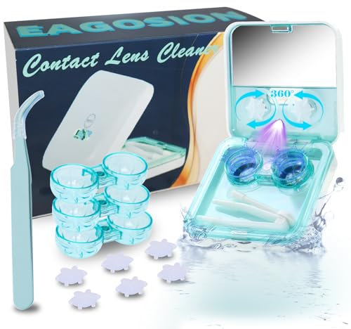 UV Cleaning Contact Lens Cleaner Machine EV Plus 3Pack Cleaning Kit, Ultrasonic UV Cleaner for Contact Lens Night Contact Lens Care USB Charger for Colored Lens Soft Lens 12 Months Long-Term Use