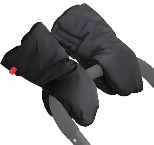 Pram Gloves, Waterproof Pram Hand Muff Black Pram Gloves for Stroller Adding Velvet Pram Mittens and Hand Muffs for Pram Durable Pram Hand Warmer for Pram Accessories