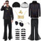 Aragallant 70er Jahre Outfit, Disco Kostüm Herren, Hippie Kostüm Mit Hemd und Schlaghosen, 60er Jahre Outfit Männer Mit Perücke Sonnenbrille Schnurrbart (L, 170-175cm)