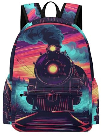 TPISLI Rucksack Jungen 8 Jahre Zug Schulrucksack Jungen 5.klasse Schulranzen Mädchen 1. Klasse Eisenbahn Zug Leichter Reise Outdoor Freizeit