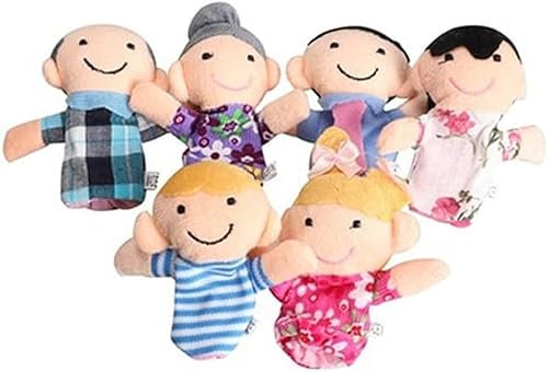6 Pcs Mini Grandparents, Finger Puppet Set, Cloth Velvet Puppets, 6 People Family Members Finger Puppets Toys Set, Story Time, Party Favors for Boys Girls Birthday Gifts, Puppet Theaters